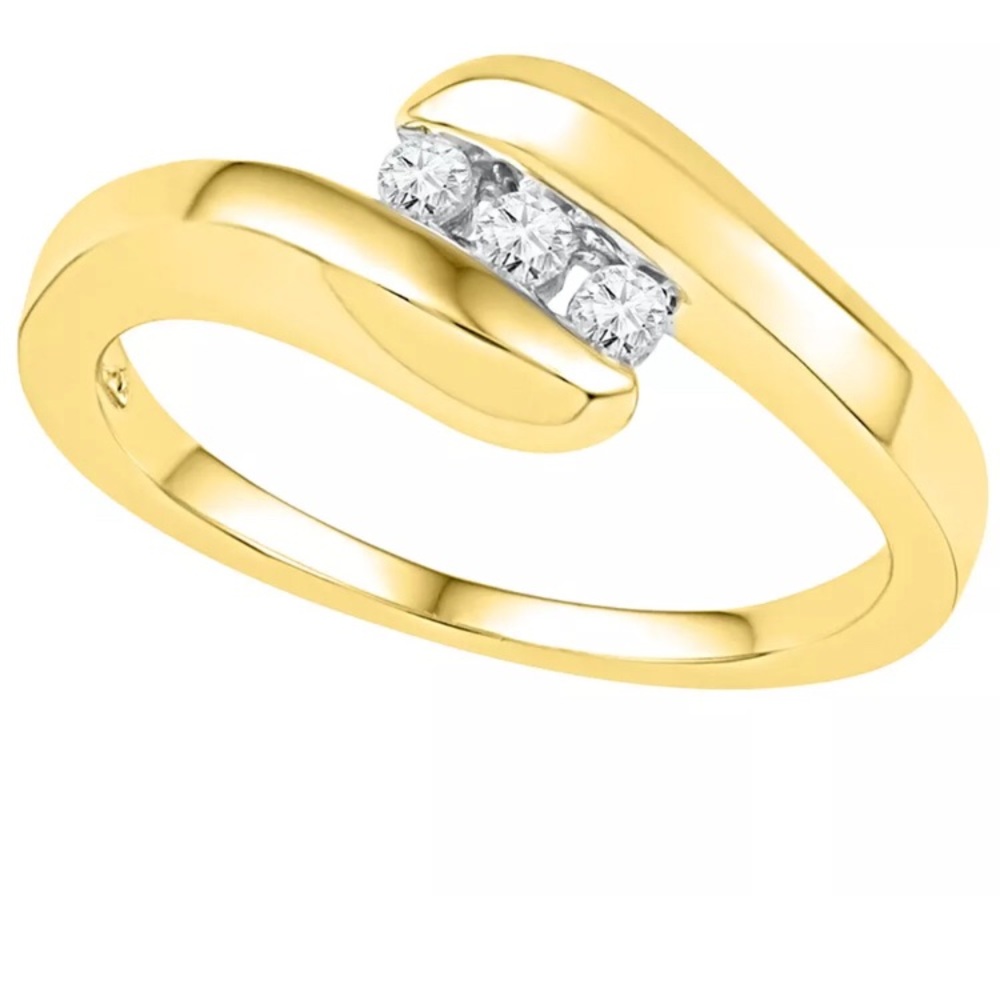 10kt Gold Womens Diamond 3-stone Ring 1/8 Cttw